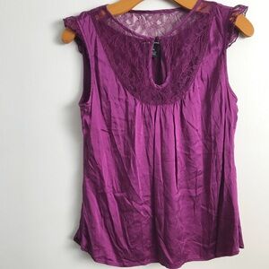 Club Monaco Silk Lace Sleeveless Pink Top Womens M